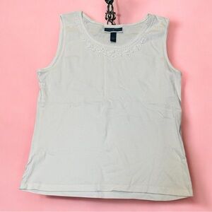 Karen Scott White Embroidered Tank Top